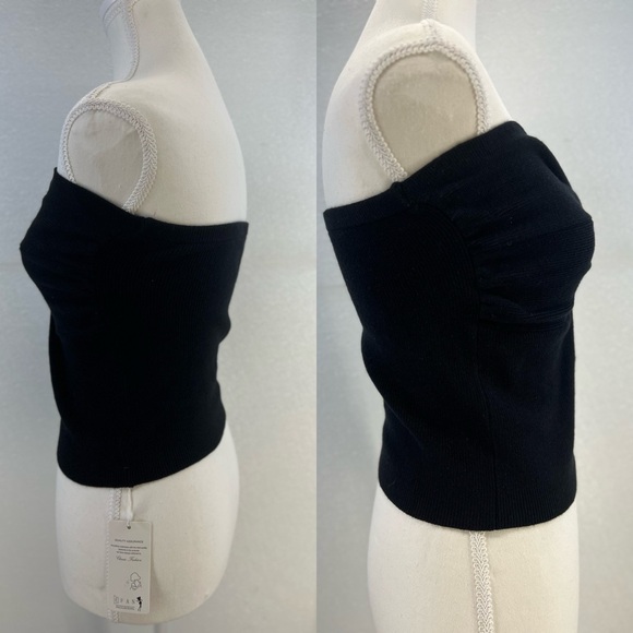 Tube Tops Going Out Cut Out Twist Knot Front Bandeau Ribbed Knit Y2K Strapless L - Picture 15 of 16